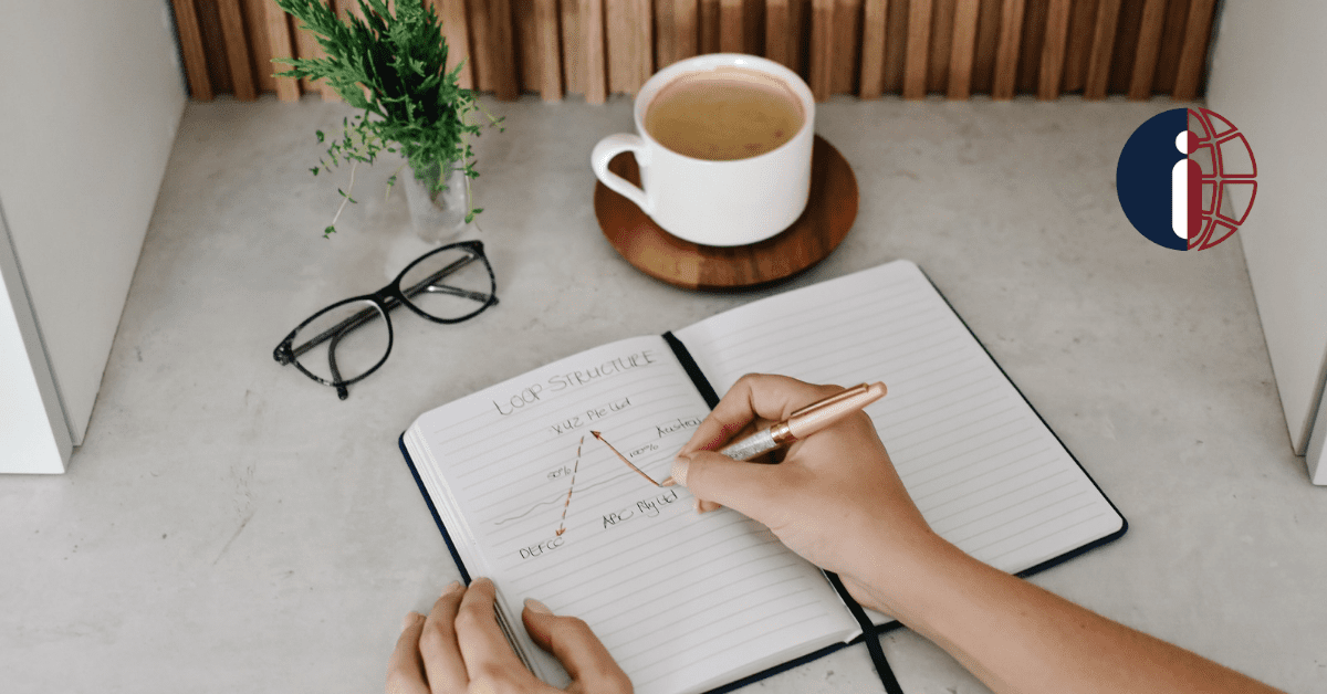 Hand writing in a notebook